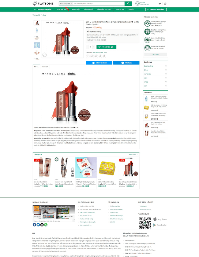 Giao diện web bán hàng mỹ phẩm cao cấp